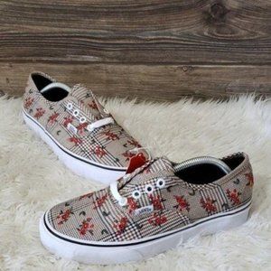 vans glen plaid floral classic slip on womens shoes